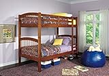IMAGE OF Oak Finish Solid Wood Twin Size Bunk Bed