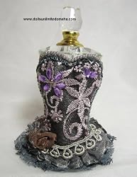 Victorian Jeweled Purple Dress Perfume Bottle Holder