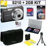 Nikon Coolpix S210 8MP Digital Camera (Graphite Black) + 2GB Accessory Kit