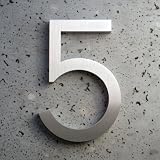 Modern House Number Aluminum Modern Font Number Five "5" 6 inch