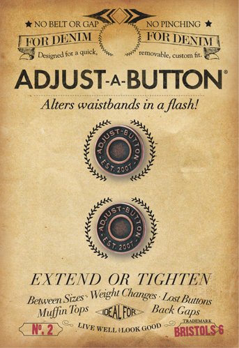 Adjust A Button for Denim: Removable instant fix fashion button for tight or gaping waistbands for a perfect fit on jeans (No iron, sew, tailor)