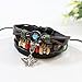 Kingfansion Butterfly Braided Wooden Bead Wrist Bracelet Leather Jewelry