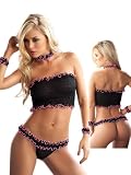 Sexy Black and Pink Lingerie - 4 Piece Set