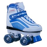 Pacer Lite Rockers White Boots with Light Up Wheels Roller Derby Girls Womens Ladies Mens Boys Kids Childrens Youth Beginner Quad Roller Skates