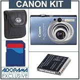 Canon Powershot SD1100 IS Digital Elph Camera, - Blue - Refurbished by Canon U.S.A. with 4GB SD Memory Card, Camera Case, Spare NB-4L Type Lithium-ion Battery,