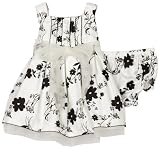 Sweet Heart Rose Baby-girls Newborn Floral Shantung Dress, White/Black, 3-6 Months