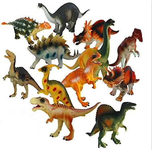 Rich Too Dinosaur Toy Figures | Small &amp; Large Plastic Assorted Dinosaurs 12 Piece Set, 5-7" ，For Boys, Girls, Old Toddlers &amp; Preschoolers | Animal Playset for Educational Fun &amp; Activity Play
