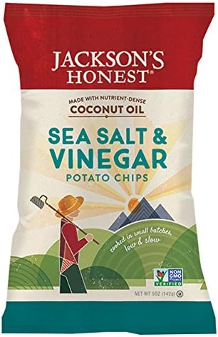 JACKSONS HONEST Potato Chips-With Coconut Oil Salt & Vinegar At least 70% Organic 5 oz