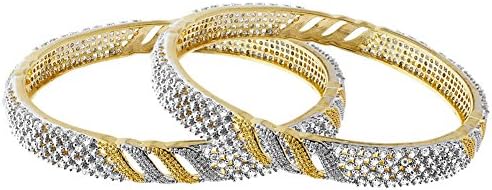 22k Gold Plated Cubic Zirconia Bangle Bracelet Size 2.4 set of 2