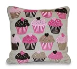 Thro Ltd. All Over Cupcake Applique Pillow, Pink