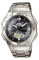 Casio - WVA-470TDE-1AVEF - Montre Radio Piloté - Titane - Quartz Analogique et Digitale - Multifonctions - Chronographe - Fuseaux Horaires - 3 Alarmes - Solar - Bracelet Titane