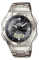 Casio - WVA-470TDE-1AVEF - Montre Radio Pilot&eacute; - Titane - Quartz Analogique et Digitale - Multifonctions - Chronographe - Fuseaux Horaires - 3 Alarmes - Solar - Bracelet Titane