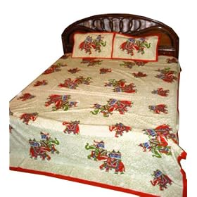 3 Pc Set Desiner Bed Sheet Block Print in Cotton King/queen Size From India 108