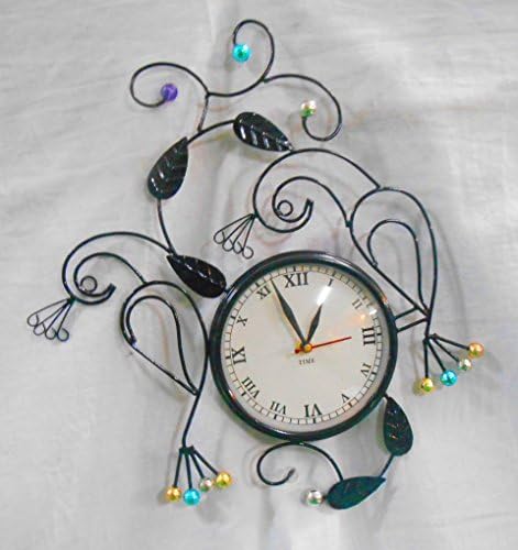Handicraftscart Metal Peacock Clock 12 X 14 X 1 Inch White