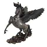 Pegasus Winged Horse Statue, Bronze Powder Cast 11-in