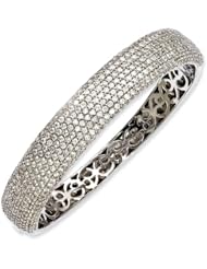 Sterling Silver Plated with CZ Hinged Bangle