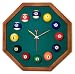 13in Octagon Billiard Clock Mahogany &amp; Dark Green Mali Felt