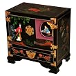 Handmade Asian Furniture - 23" Chinese Black Lacquer Storage Cabinet With Painted Romance Scene