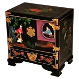 Handmade Asian Furniture - 23 Chinese Black Lacquer Storage Cabinet With Painted Romance Scene