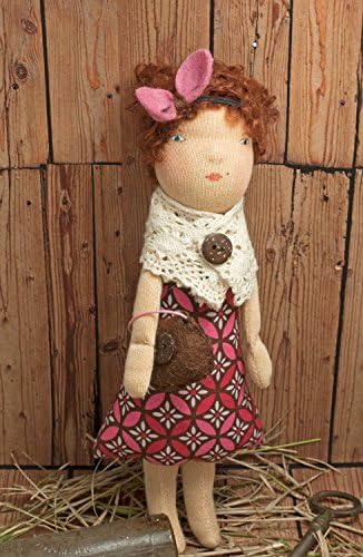 Waldorf inspired ragdoll with painted face, elegant vintage style scarf and a little bag