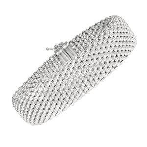 Sterling Silver Rhodium Plated 7.5 Inch Fancy Bracelet - JewelryWeb