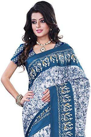 Surat Tex Blue Crepe Daily Wear Printed Sarees With Blouse Piece-F258SE1001CSU