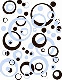 Chocolate Brown & Pwd Blue Wall Sticker Decals Circles Rings Dots Bubbles Baby Room Decor