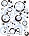 Chocolate Brown & Pwd Blue Wall Sticker Decals Circles Rings Dots Bubbles Baby Room Decor