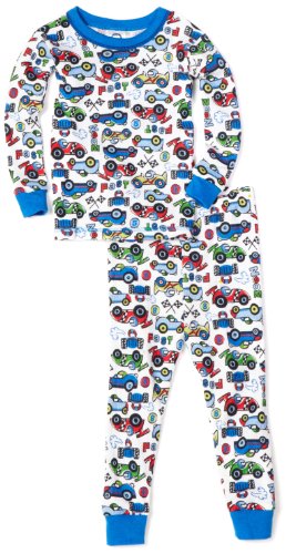 Gerber Boys 2-7 2 Piece Race Car Boys Thermal Pajama, White, 3T