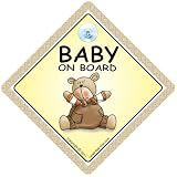BABY ON BOARD CAR SIGN BROWN BEAR, Baby on Board Sign, FREE UK Postage, Bumper Sticker Style'