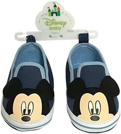 Disney Mickey Mouse Light Blue and Dark Blue/Navy Infant Slip-On Sneakers (9-12 Months)