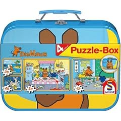 Schmidt Spiele 55597 - Puzzle Maus im Metallkoffer 2 x 26 Teile, 2 x 48 Teile