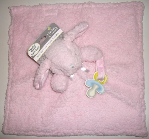 Blankets and Beyond Baby Girls Pink Fuzzy and Soft Nunu w/ Pacifier Holder