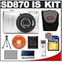 Canon PowerShot SD870 IS Digital ELPH 8.0 Megapixel Camera (Black/Silver) + Transcend 4GB 150x SecureDigital (SD) Card + High Speed USB 2.0 SecureDigital (SD) Card Reader + Spare NB-5L Battery for Canon + Padded Carrying Case