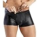 YiZYiF Men's Leather-Like Boxer Briefs Underwear Fetish Mention Hoop Shorts