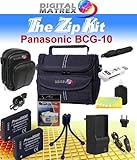 TheZipKit for Panasonic BCG-10. Accessories pack includes: Deluxe Camera Case, Small leatherette camera case, Mini Tripod, 2 BCG-10 batteries, mini AC/DC Charger, Tripod, Reader and more