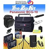 TheZipKit for Panasonic BCG-10. Accessories pack includes: Deluxe Camera Case, Small leatherette camera case, Mini Tripod, 2 BCG-10 batteries, mini AC/DC Charger, Tripod, Reader and more