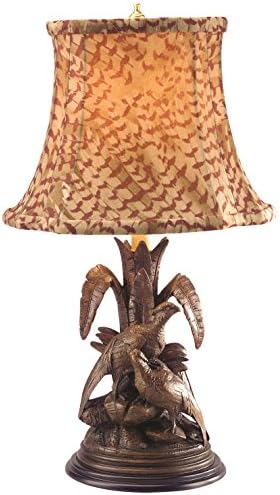 LodgeandCabins 3-Pheasant Lamp, Small, Brushed Wood