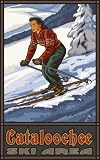 Northwest Art Mall Cataloochee Ski Are Downhill Skier Girl Artwork by Paul A Lanquist - 11-Inch by 17-Inch
