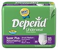 Depend Super Absorbent Underwear, Small-medium, 18-Count Packages (Pack of 4)