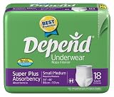 Depend Super Absorbent Underwear, Small-medium, 18-Count Packages (Pack of 4)