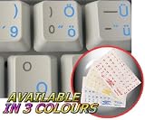HUNGARIAN KEYBOARD STICKER WITH BLUE LETTERING ON TRANSPARENT BACKGROUND FOR DESKTOP, LAPTOP AND NOTEBOOK