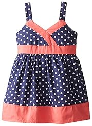 Girls Cotton Colorblocking Empire   Waistline Polka Dot Print  Dress
