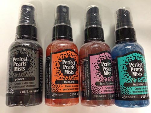 Ranger Perfect Pearls Mists Bundle with 4 Mists Summer Colors: Turquoise, Mandarin, Interference Red and Pewter
