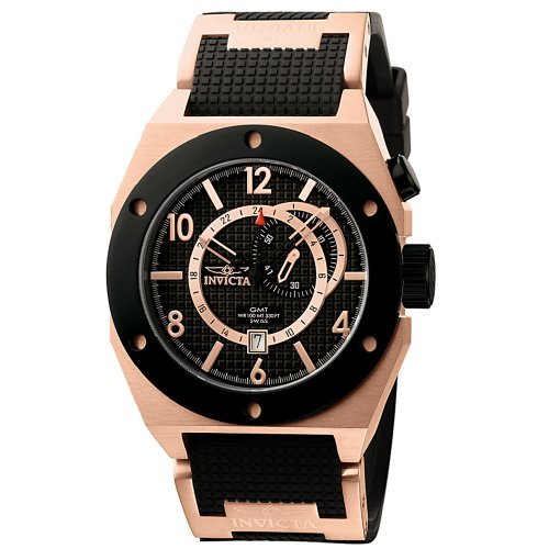 Invicta Men's 5836 Force Collection GMT 18k Rose Gold-Plated and Black Rubber Watch