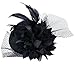 Fascinator Mini Top Hat Hair Clip Flower Feather Pillbox Hat for Women Black