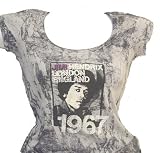 Jimi Hendrix Collection Metallic Stone Studded Shirt London 1967, New Licensed Hendrix Studded T Shirt for gals, Silver & Purple Metallic studs, commemorates 1967 London Concert