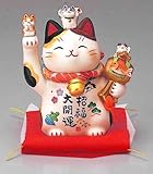 彩絵招福大開運招き猫（ちりめん首輪付・4号）