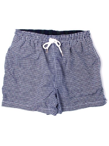 BlessTheSummer Navy Houndstooth Men's Swim Trunks 
