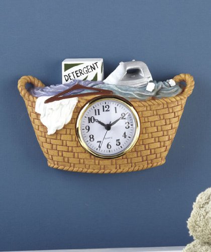 Laundry Room Basket Themed Wall Clock